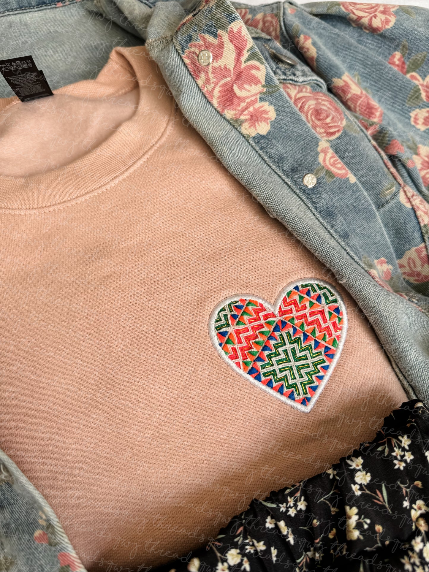 Paj Ntaub Mos Heart CUSTOMIZATION Crewneck (PRE-ORDER)