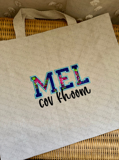 Name "Cov Khoom" Natural Tote CUSTOMIZATION (PRE-ORDER)