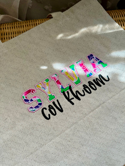 Name "Cov Khoom" Natural Tote CUSTOMIZATION (PRE-ORDER)