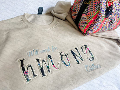 Mimic Unicorn "Will work for Hmong Clothes" Crewneck & Hoodie (PRE-ORDER)