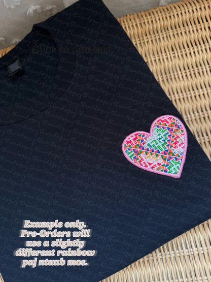 Paj Ntaub Mos Rainbow Heart Limited CUSTOMIZATION Crewneck (PRE-ORDER)